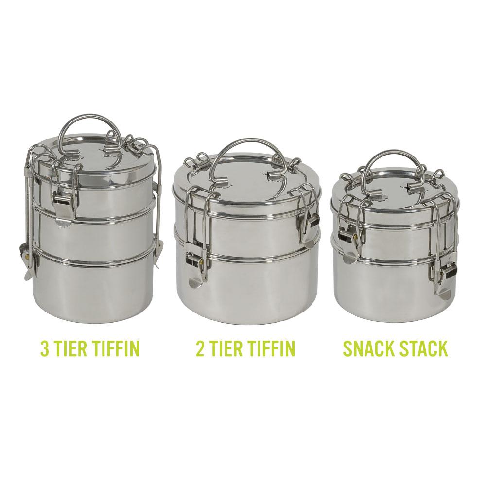 stainless steel colored tiffin lunch box